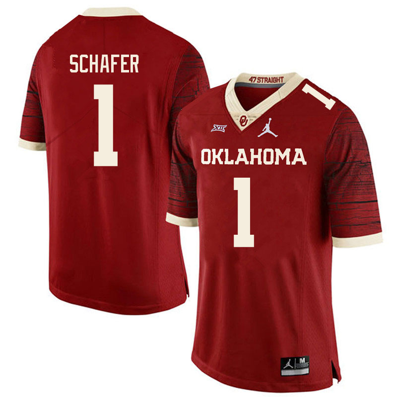 Men #1 Tanner Schafer Oklahoma Sooners College Football Jerseys Sale-Retro - Click Image to Close